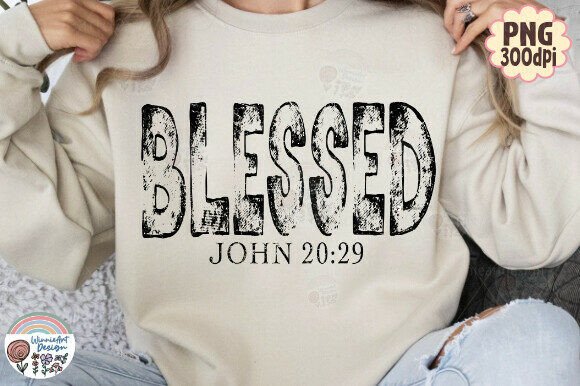Blessed Christian Quote Retro Distressed Graphics