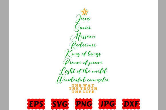 Christian Jesus PNG, Jesus Names Tree Graphics for T-Shirt Designs