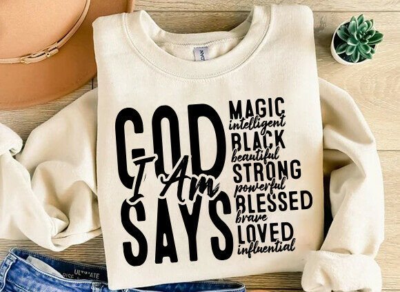 Christian PNG: God Says I Am Graphics for T-Shirt Designs
