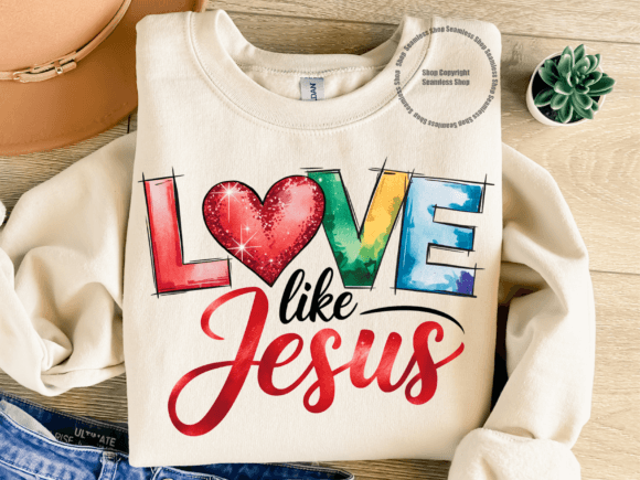 Jesus Love PNG: Sequin Heart Valentine Graphics