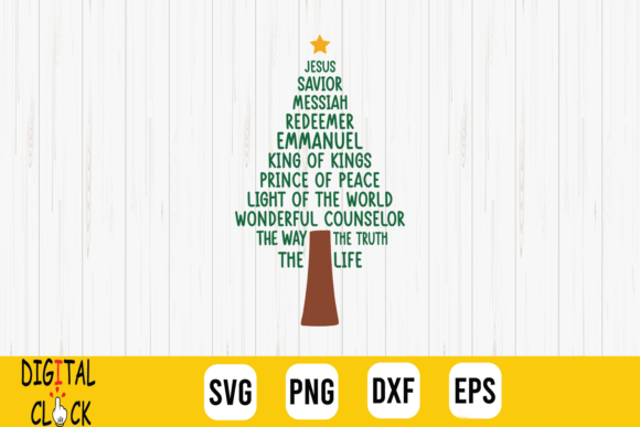 Jesus Names Christmas Tree Religious SVG