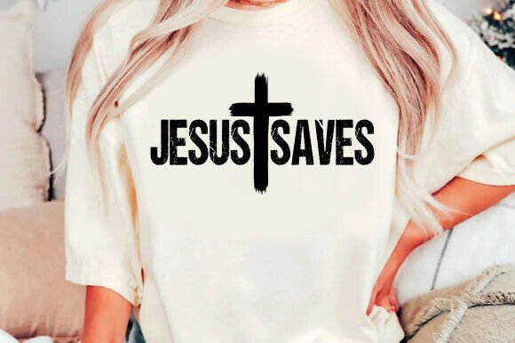 Jesus Saves Cross Grunge Design SVG