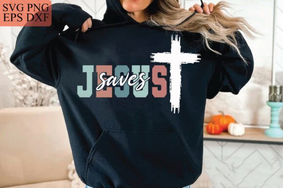 Jesus Saves Cross T-Shirt Graphics & Design Assets