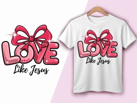 Love Like Jesus Sparkling Bow Vector: Graphics for Meaningful T-Shirt Designs