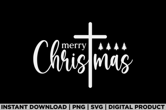 Merry Christmas Cross Christian Family Graphics