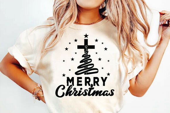 Merry Christmas SVG PNG, Christian Tree Graphics